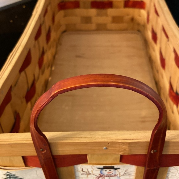 19” Snowman Christmas Winter Tree Holiday Wood Woven Basket w/ Handles Farmhouse - Picture 6 of 16